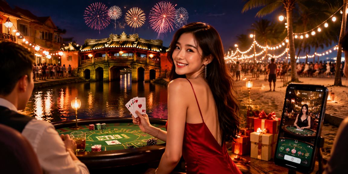 Chợ đêm Hội An với bàn baccarat minh họa khái niệm cần hỗ trợ